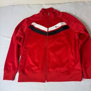 Nike Red Track Jacket Full Zip Athletic Sportswear Men's XL